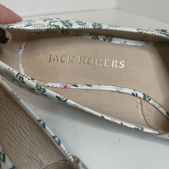 Jack Rogers - Criss-Cross Wedge Espadrilles - Palmer - White Daisy - 9 NWOB